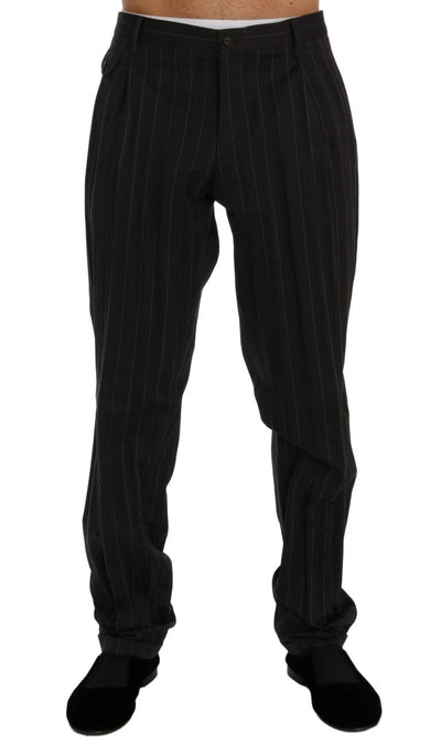 Brown Striped Cotton Dress Formal Pants