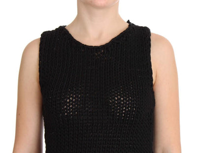 Blue Cotton Knitted Sleeveless Sweater