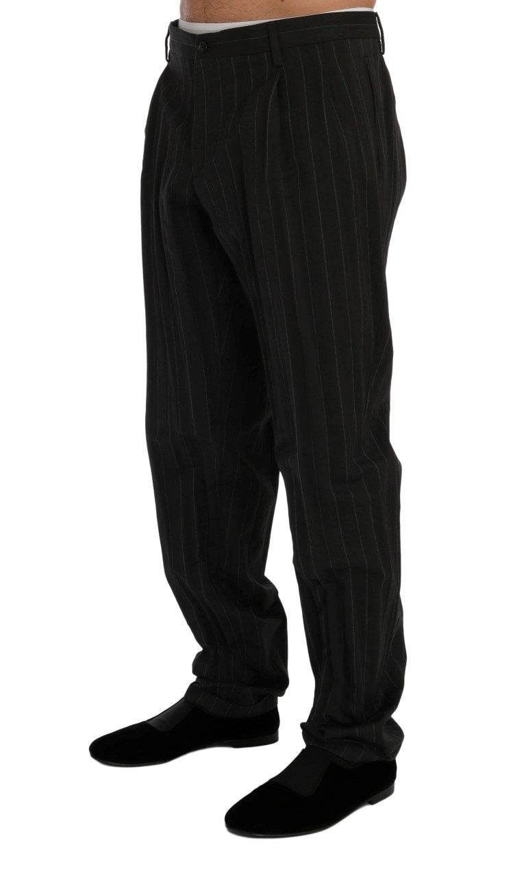 Brown Striped Cotton Dress Formal Pants