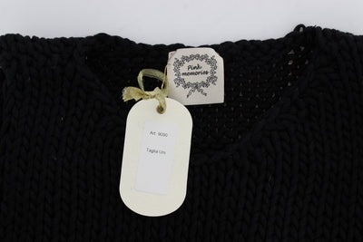 Blue Cotton Knitted Sleeveless Sweater