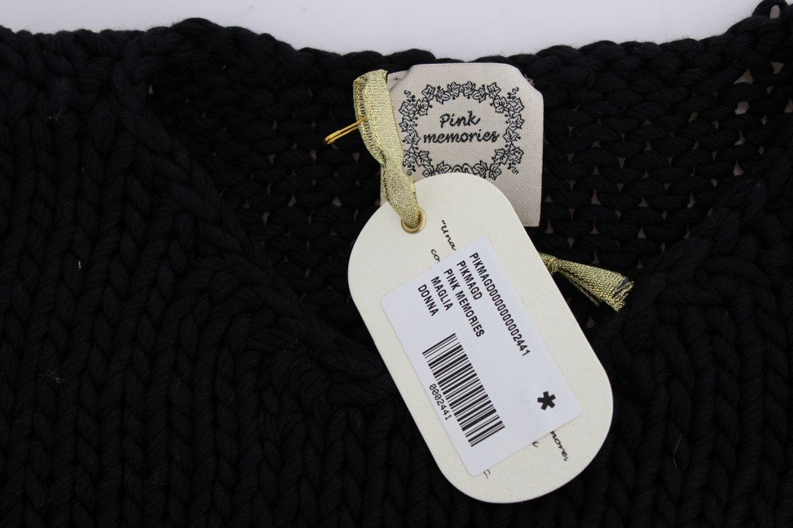 Blue Cotton Knitted Sleeveless Sweater