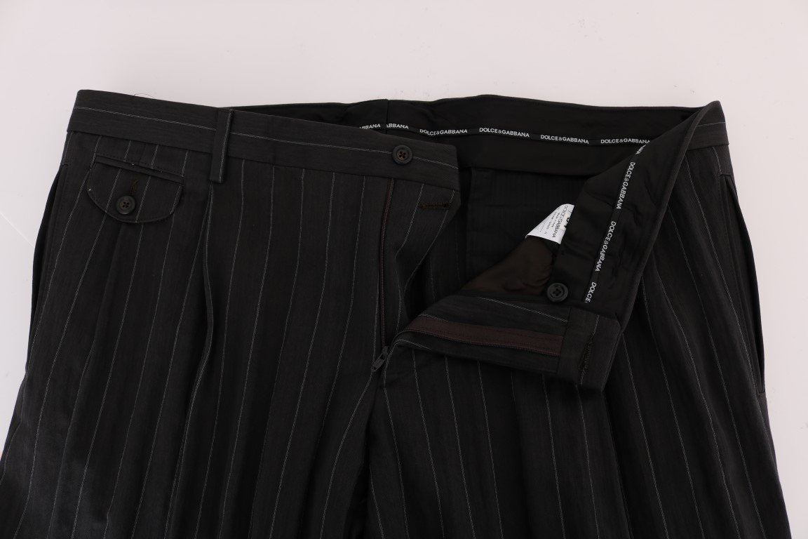 Brown Striped Cotton Dress Formal Pants