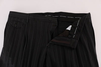 Brown Striped Cotton Dress Formal Pants