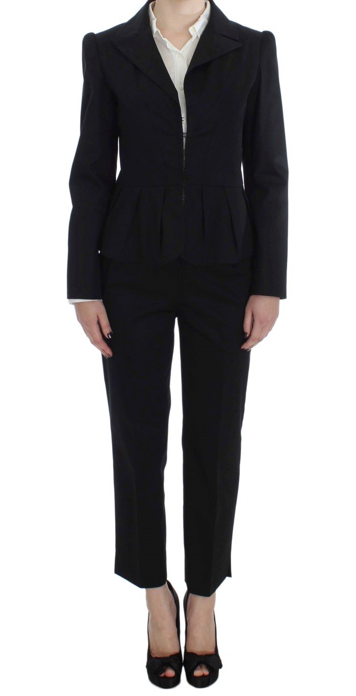Black Cotton Stretch Suit