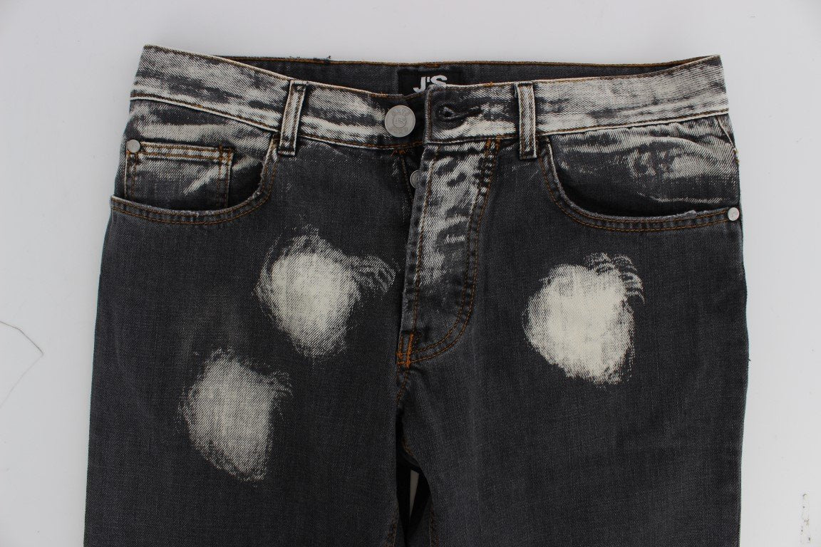 Gray Wash Cotton Regular Fit Jeans