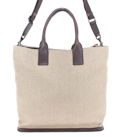 Beige linen tote bag