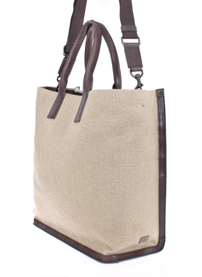 Beige linen tote bag