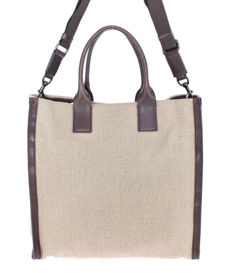 Beige linen tote bag
