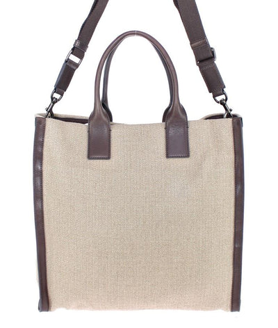 Beige linen tote bag