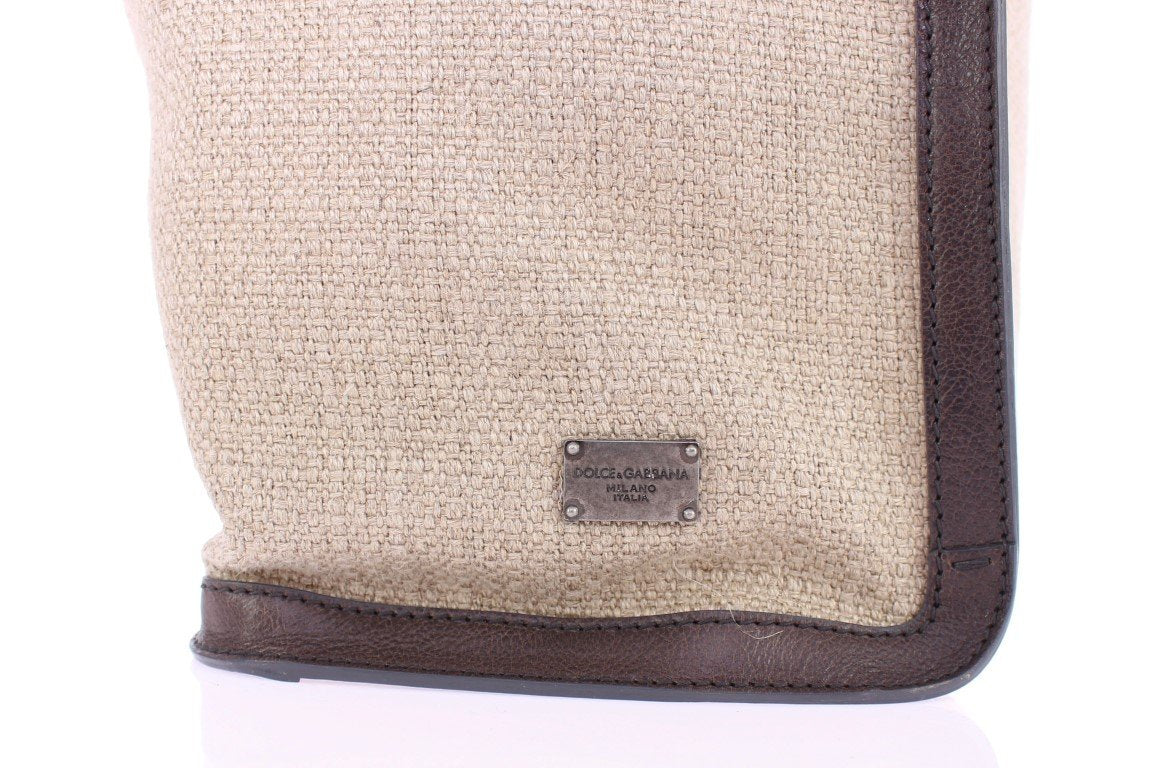 Beige linen tote bag