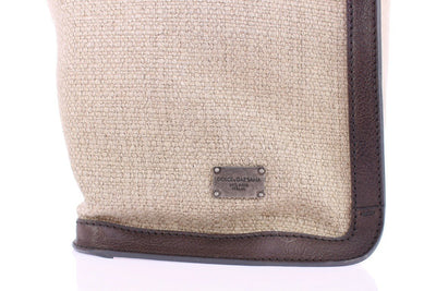 Beige linen tote bag