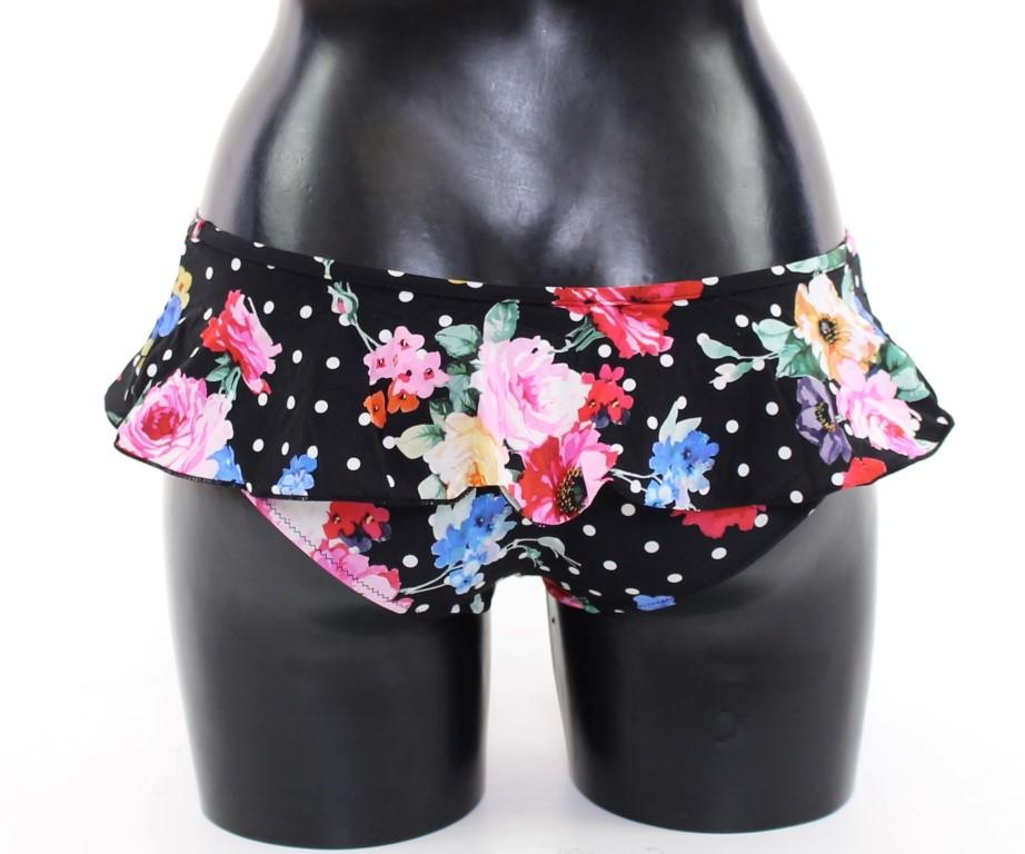Black Floral Bikini Bottom Swimwear Beachwear