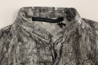 Gray Silk Top Shirt Blouse