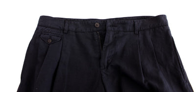 Blue Cotton Above Knees Dress Shorts