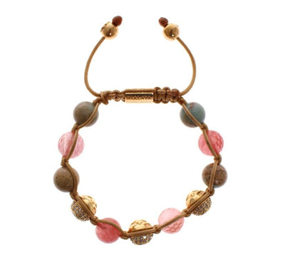 Cherry Quartz Opal CZ 18K Gold 925 Silver Bracelet