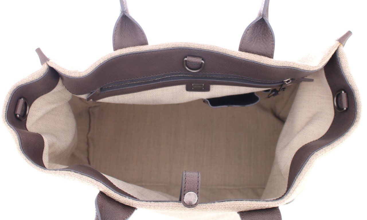 Beige linen tote bag