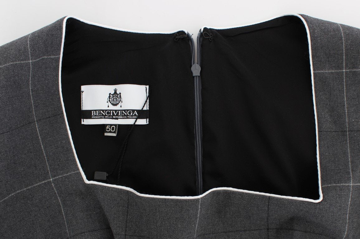 Gray Stretch Sheath Dress Suit Set