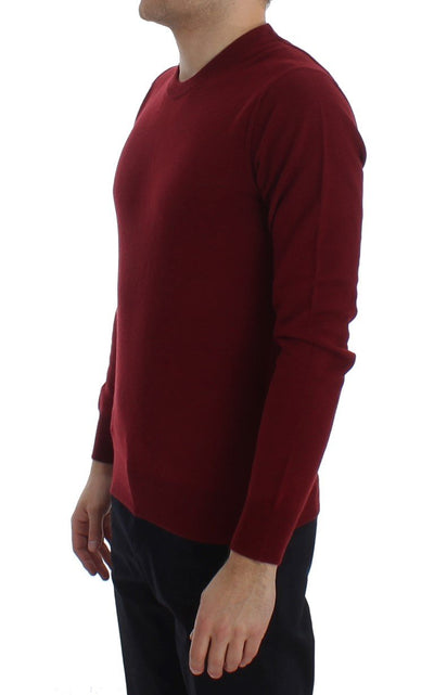 Red Cashmere Crew-neck Pullover Sweater