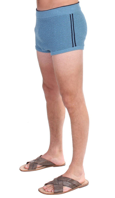 Blue Cotten Blend Logo Casual Short Shorts