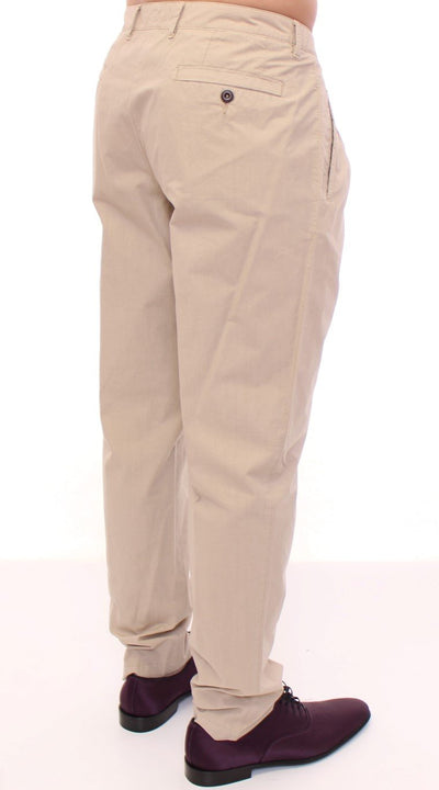 Beige Cotton Logo Chinos Pants