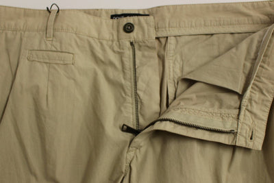 Beige Cotton Logo Chinos Pants