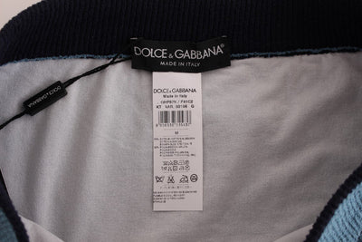 Blue Cotten Blend Logo Casual Short Shorts