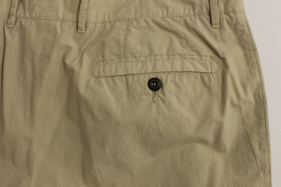Beige Cotton Logo Chinos Pants