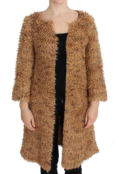 Brown Wool Blend Long Cape Sweater