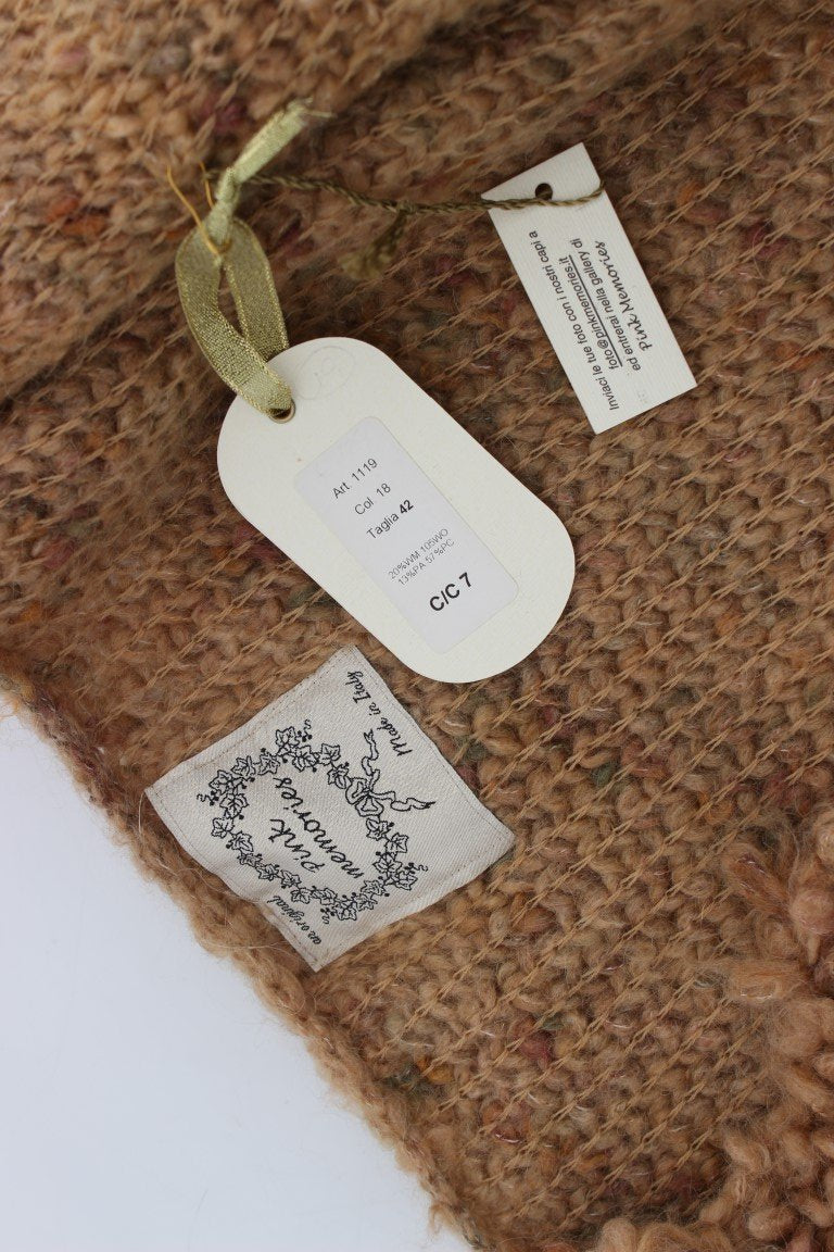 Brown Wool Blend Long Cape Sweater