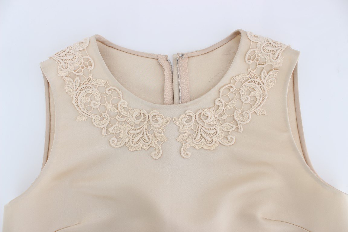 Beige Silk Lace Tank Blouse Top T-shirt