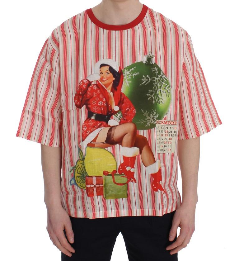 Red And White Striped DICEMBRE T-Shirt