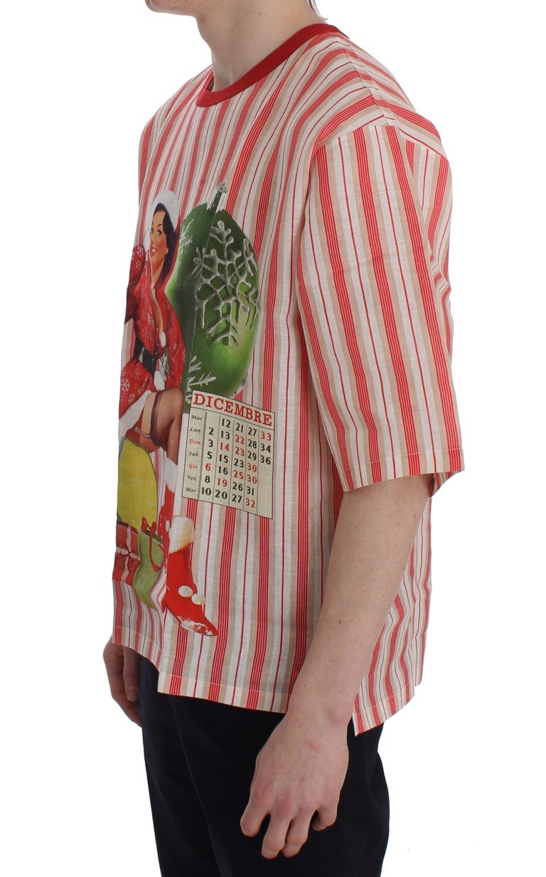 Red And White Striped DICEMBRE T-Shirt