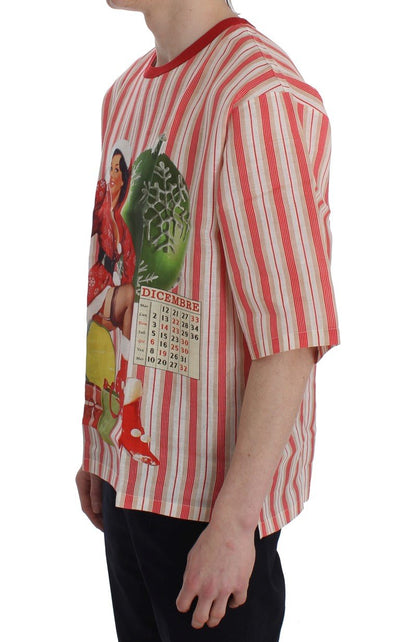 Red And White Striped DICEMBRE T-Shirt