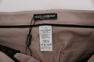 Beige Denim Cotton Stretch Slim Jeans