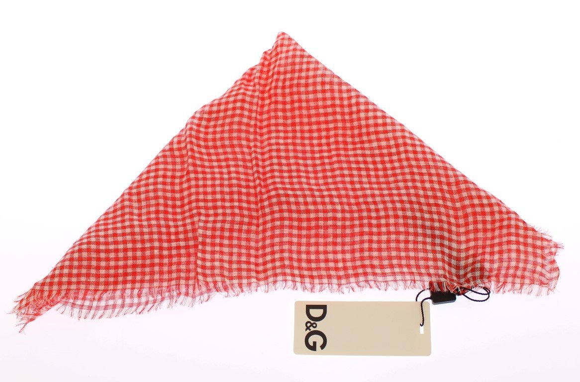 Red White Pattern Linen Scarf
