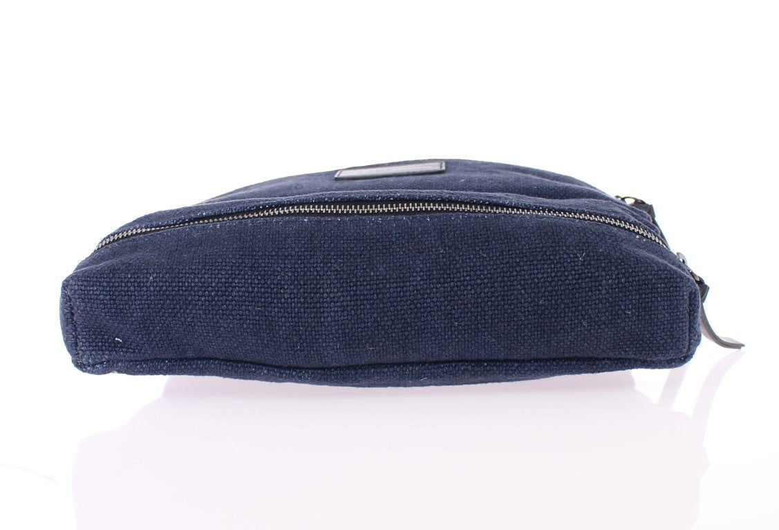 Blue denim messenger bag