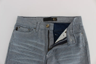 Blue Cotton Slim Fit Denim Capri Cropped Jeans