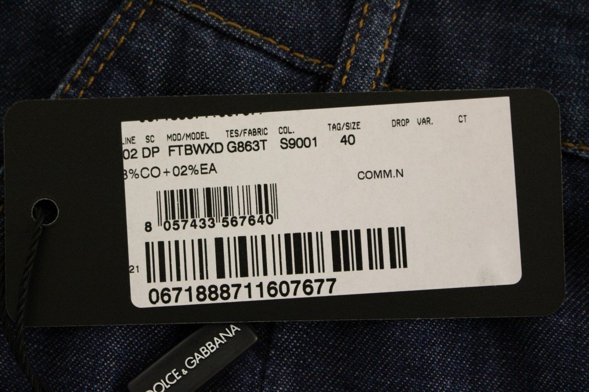 Blue Cotton Cropped Regular Fit Jeans