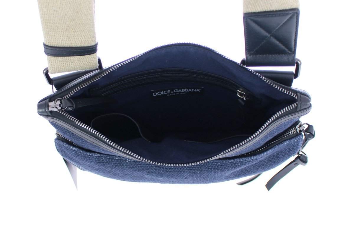 Blue denim messenger bag