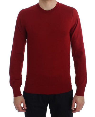 Red Cashmere Crew-neck Pullover Sweater