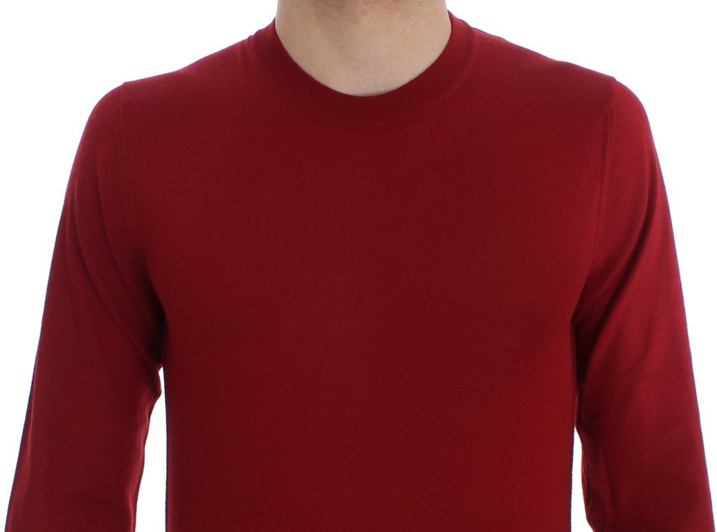 Red Cashmere Crew-neck Pullover Sweater