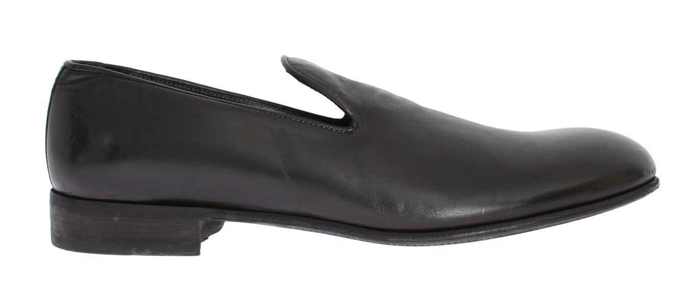 Black Leather Loafers Shoes