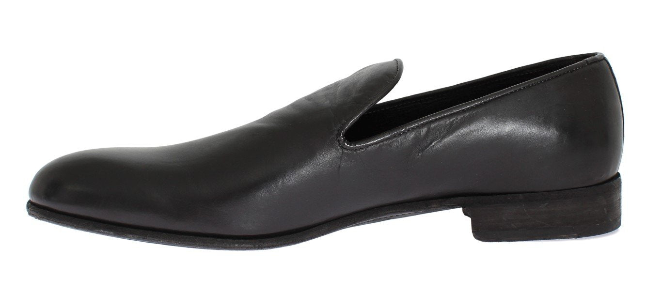 Black Leather Loafers Shoes