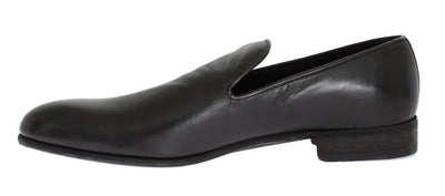 Black Leather Loafers Shoes