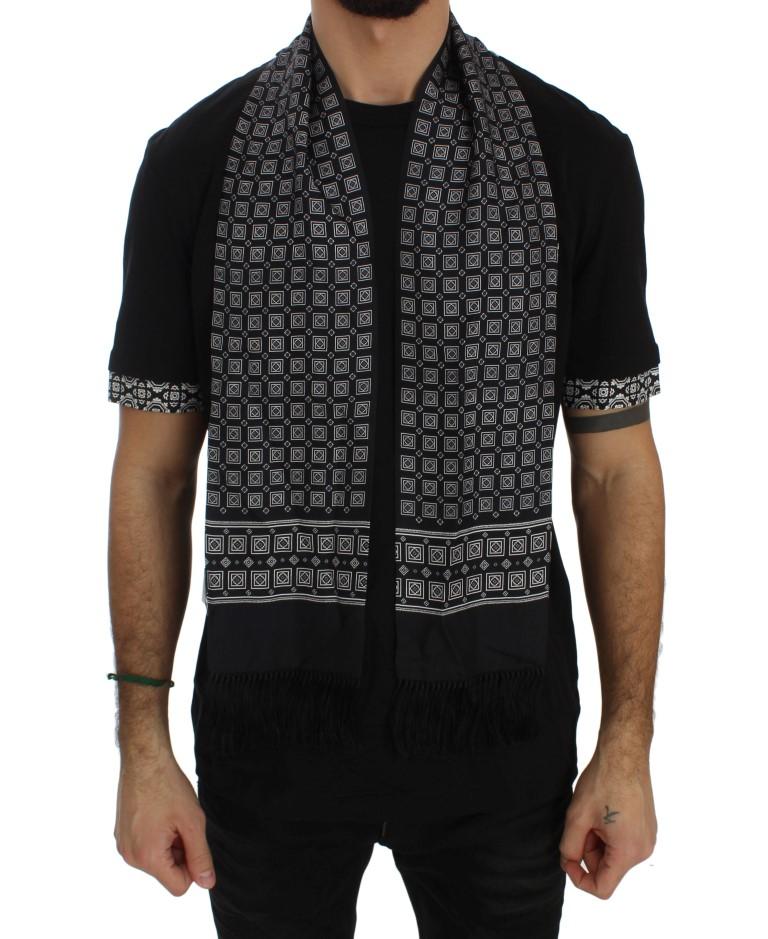 Black Cotton Baroque Silk Scarf T-shirt