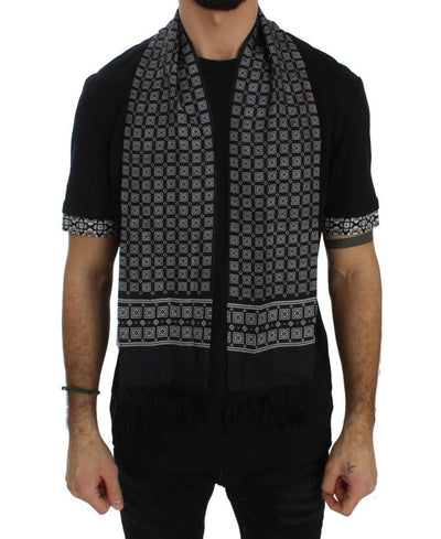 Black Cotton Baroque Silk Scarf T-shirt
