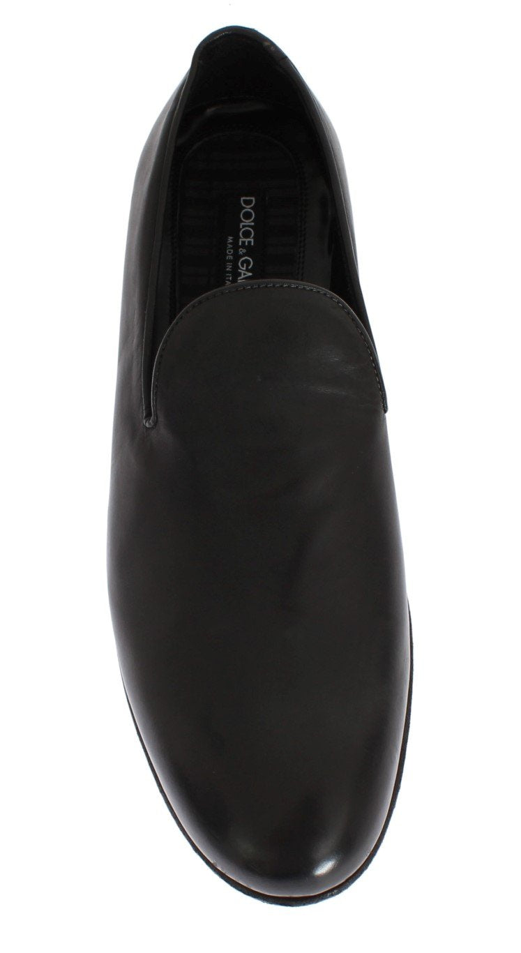 Black Leather Loafers Shoes