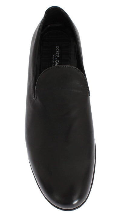Black Leather Loafers Shoes