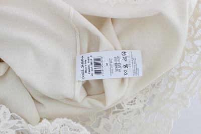 White Silk Ricamo Crewneck Top