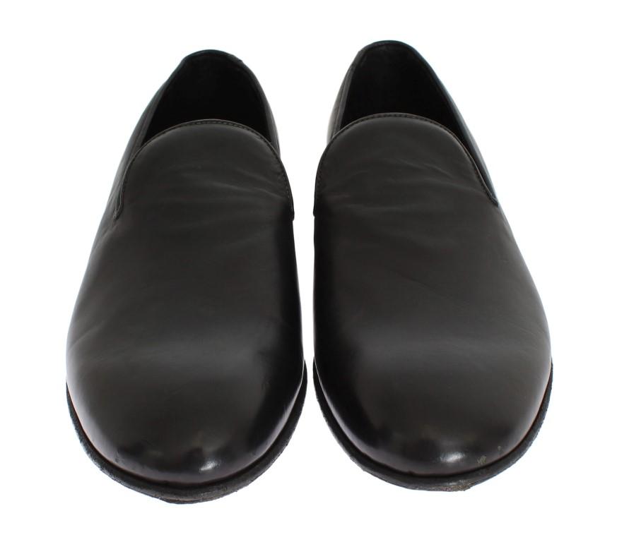 Black Leather Loafers Shoes